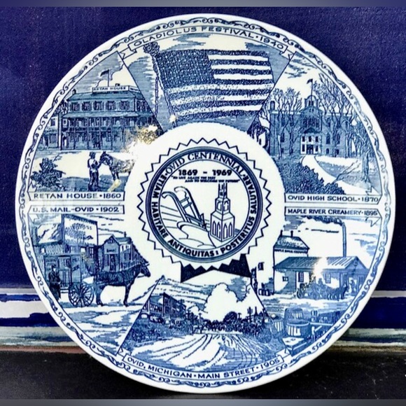 Vintage 1869 1969 Centennial OVID MICHIGAN KETTLESPRINGS Kilns Dinner Plate - Picture 9 of 9